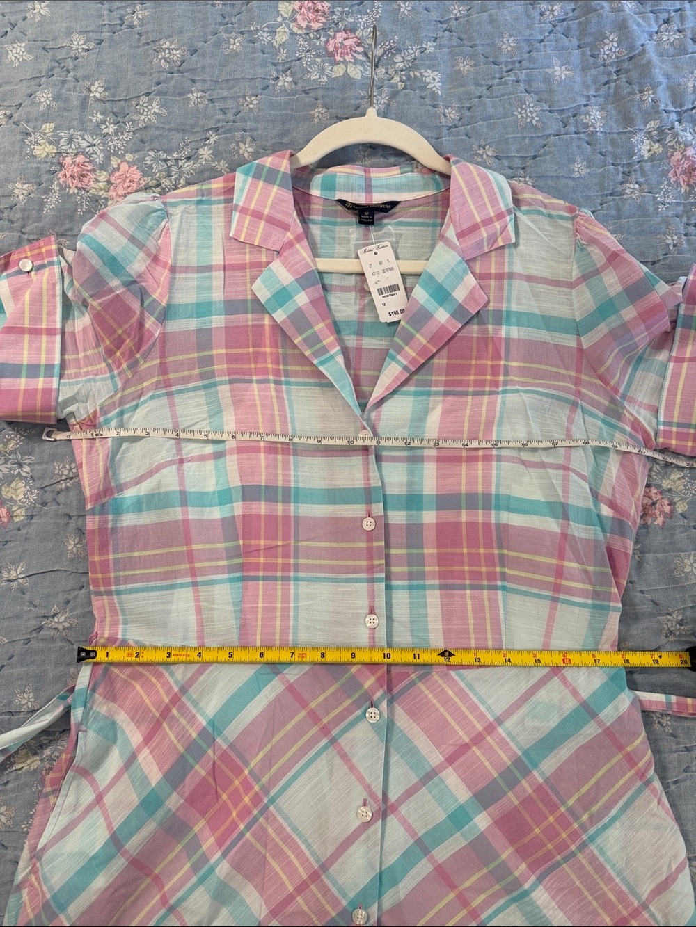 Brooks Brothers Pastel Plaid Button-Front Shirt Dress sz 12 - Picture 8 of 10